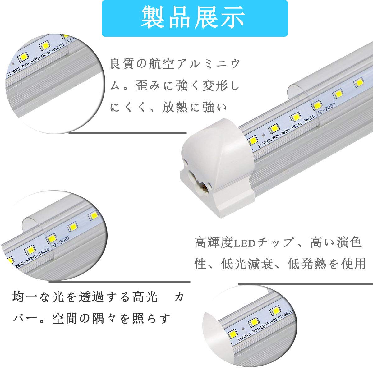 Amazon | 【odmily】110形 一体型LEDライト240cm V字形透明カバー 器具